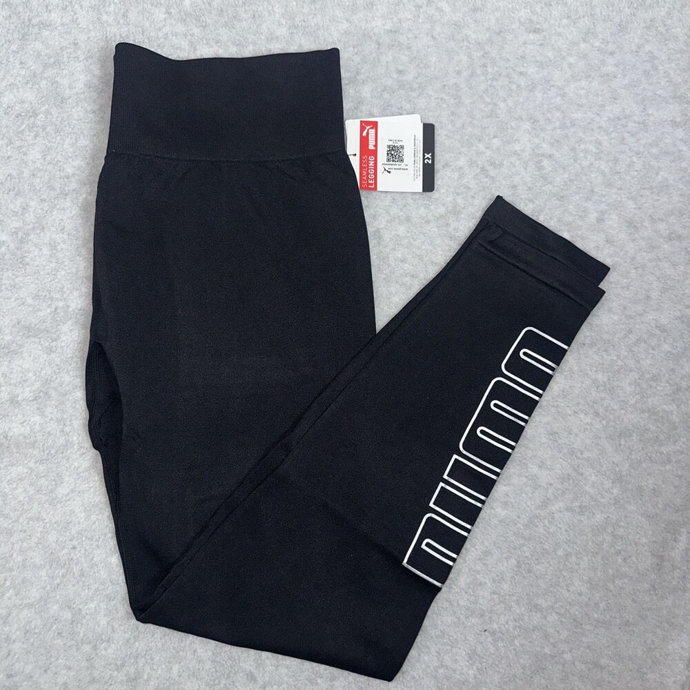 Puma Leggings Womens 2X Black Seamless Moisture Wick High Rise Comfort Stretch